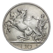 REGNO D' ITALIA  - Vittorio Emanuele III -  10 lire 1930 tipo biga 1 rosetta