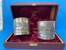 ANTICHI VECCHI PORTA TOVAGLIOLI ARGENTO 800 ULTIMA CENA CESELLATI A MANO NOVARA.