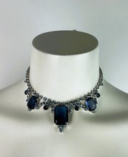 Collana girocollo strass blu