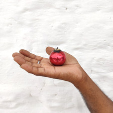 Antico Kugel 1.75 " Rosso Palla di Vetro Rotondo Natale Ornamento Germania 430