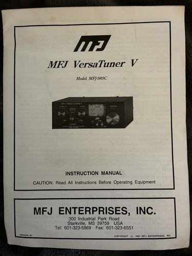 Mfj 989c versatuner 1997 - mfj-989c,