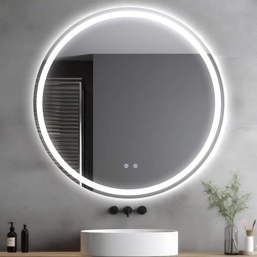 Round bathroom mirror with led - round,