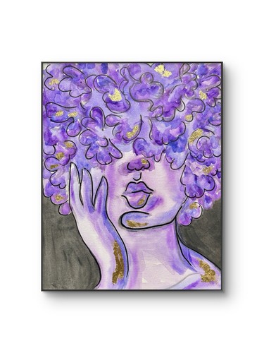 Quadro acrilico donna viola