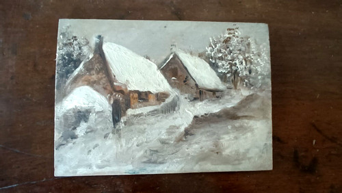 Dipinto olio tavola - su,