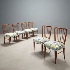Sedie Vintage Faggio Tessuto Colorato Set 6 Sedie Italia Design Anni 60 Originai