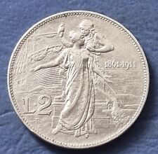 MONETA REGNO D'ITALIA RE VITTORIO EMANUELE III° DUE 2 LIRE 1911 CINQUANTENARIO