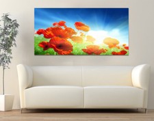 Quadro moderno Stampa su Tela Cotone cm.120x60 Papaveri Fiori Rossi 1Arredo Casa