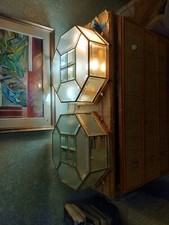 plafoniera lampada da soffito in ottone modello esagonale anni 60-70 4 luci