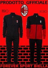TUTA/PIGIAMA AC MILAN INVERNALE ZIP ragazzo 10/16 anni adulto S/XXL  UFFICIALE