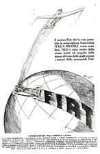 PUBBLICITA' 1928 FIAT AEREI AUTO TRASVOLATA ITALIA BRASILE ITALO BALBO FUTURISMO