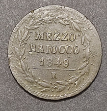 STATO PONTIFICIO PIO IX 1/2 MEZZO BAIOCCO 1849 BB ROMA 1° TIPO