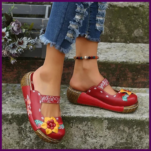 Mules plataforma con flores - mules, de