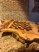 Scacchiera in Legno di Ulivo. Fatta a mano rustica. Ottima idea regalo.