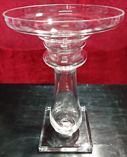 Grand vase / Bougeoir en Verre blanc sur pied de la Collection POMAX