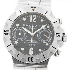 Orologio Uomo Automatico BVLGARI Diagono Scuba SCB38S Cronografo Quadrante Nero_912518