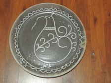 VECCHIO PIATTO SARDO IN CERAMICA DI G.LOCCI,LA PAVONCELLA