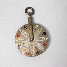 CIONDOLO PENDENTE CHARM RUOTA DELLA FORTUNA IN ARGENTO 800 E SMALTO VINTAGE W342