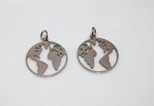 2pz ciondoli charms mappa in acciaio inox 20x17,5mm colore argento scuro bijoux