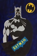 Dipinto acrilico su cartoncino  cm 48x33 Sara Costa " Batman "