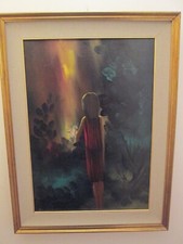 Olio su Tela Eliano Fantuzzi "Ragazza nel Bosco"