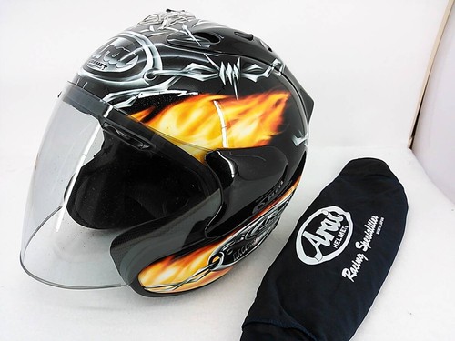 Casco jet arai - flame, nero