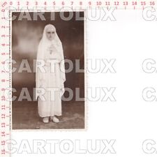 D8494 FOTO STUDIO 1939 CRESIMA COMUNIONE RAGAZZA VESTITO BIANCO VELO 