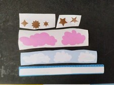 Set Adesivi Vinile Nuvole Stelle Cameretta Bambini Finestra Tende Bianco Rosa 