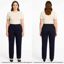 Elena Miro Pantalone Da Donna Blu Dritto Classico Elegante Cotone Taglia 15 44