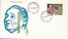 fdc Venetia: MONTESSORI (1970), no viaggiata; Annullo filatelico Roma