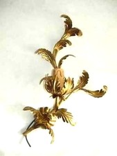 Applique 1 luce in ferro battuto foglie acanto oro stile classico dorato Toscano