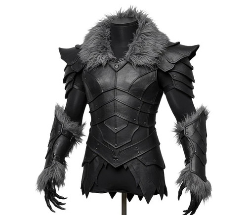 Black genuine leather - genuine, wolf