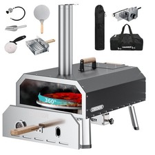 Pizzatrice Multicombustibile 16" Portatile a Legna e Gas Forno Pizza Acciaio Inox