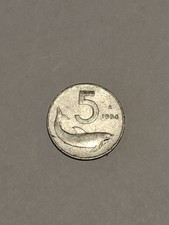 5 monete da 5 lire del 1954 delfino