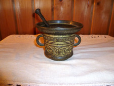 Mortaio ottone pestello scritta Henrick Ter E Fecit Anno copia collezione 11x8,5