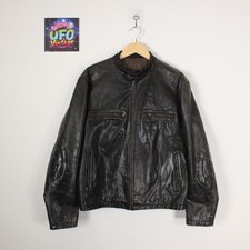 Giacca biker Marlboro Classics pelle grande nera foderata Moto Cafe anni 90 vintage