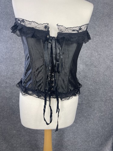 Top corsetto nero orlo - , pizzo