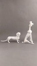 Art Decò 1930 Hollohaza 1831 Coppia  Cani Stilizzati Porcellana Bianca Hungary
