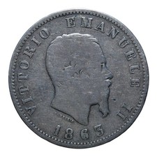 1 Lira 1863 Stemma - Milano - Vittorio Emanuele II - Regno d'Italia - MB