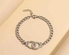 Bracciale MANETTE in Acciaio inox color Argento, catena da Uomo Donna ?