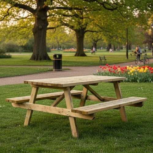 Tavolo picnic legno 180x165 - legno,