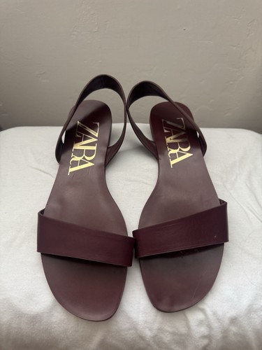 Sandali zara pelle bordeaux - zara, in