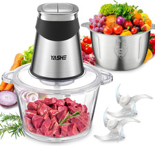 Tritatutto Elettrico 1,8L+2L, Robot Da Cucina Con Contenitori in Vetro E Acciaio