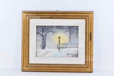 Quadro Dipinto Autore Damian 80 Palo Luce Nella Nebbia 25x30cm