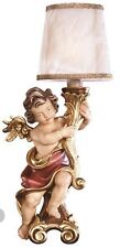 STATUA ANGELO CON LAMPADA IN LEGNO DELLA VALGARDENA DECORATA A MANO CM 25