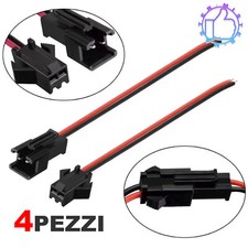 CAVO CONNETTORE JST MASCHIO FEMMINA 2 POLI 15CM CAVO ALIMENTAZIONE - 4 PEZZI