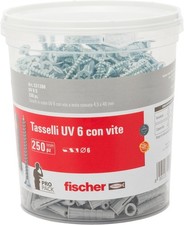 Fischer UV 6 S, Secchiello con 250 Tasselli con Vite, Misura 6 x 30 mm