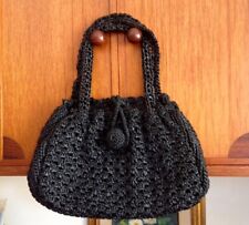 Borsa a mano vintage in rafia nera