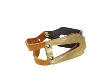 Diesel Bracciale Donna Taglia Unica pelle Marrone Metallo Rivetti Taglio Design