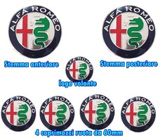 KIT FREGIO STEMMI LOGHI ALFA ROMEO 147 156 166 GIULIETTA MITO MY 2015 RUOTA 60mm