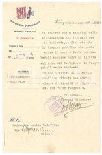 1938 VERCURAGO Lettera Giuseppe MERONI podestÃ  per lavori pubblici *Autografo